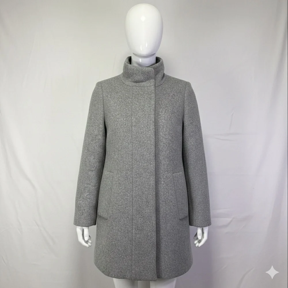 J. Crew Women's City Coat Jacket Classic Heather Gray - 0 Petite EUC - Picture 3 of 10